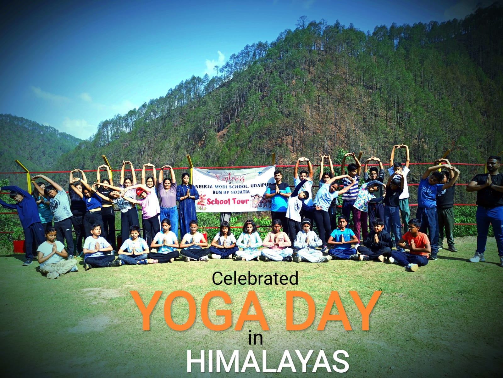 ###Neerja Modi School Students Practice Yoga in the Valleys of Padampuri, Himalayas