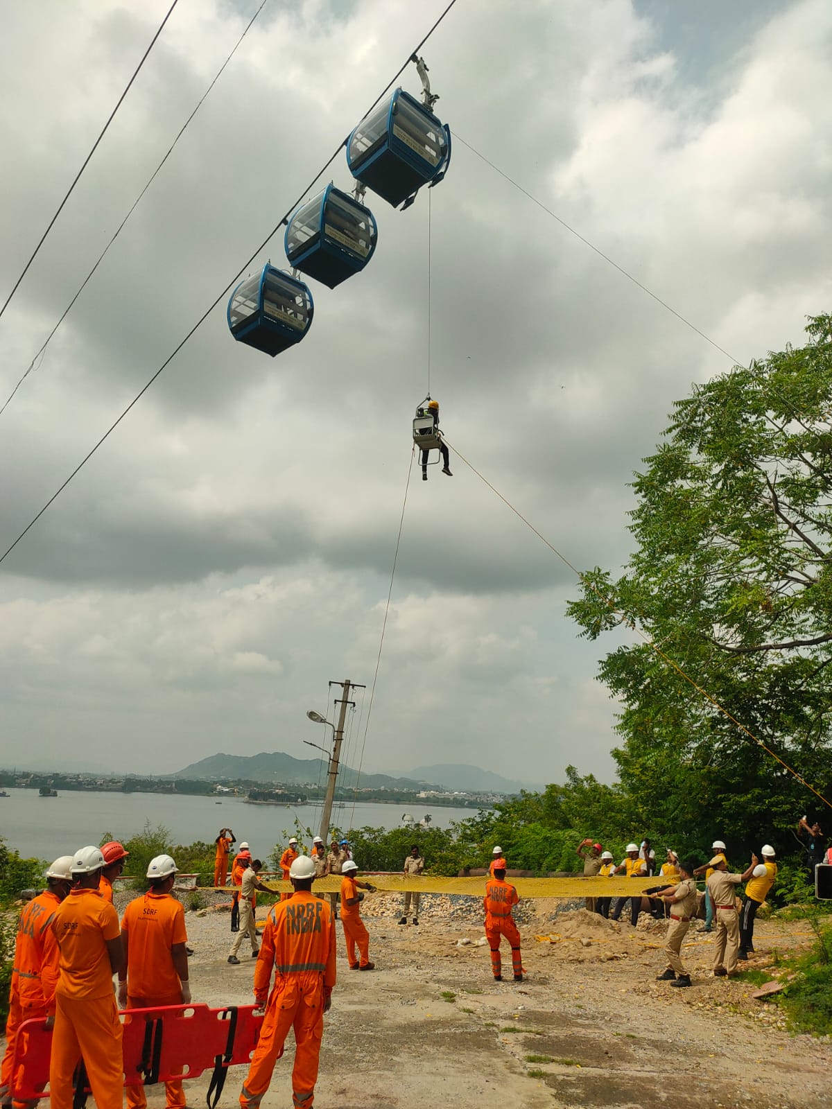 Live Demonstration of Rescue Operations for People Trapped in Ropeway Conducted at Neemaj Mata Ropeway