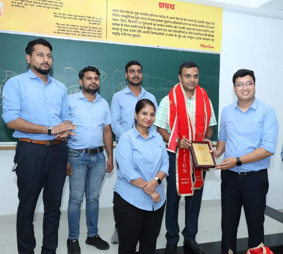 District Collector Dr. Goswami Shares Success Mantras with Students at Motion Education's Dhruv Campus