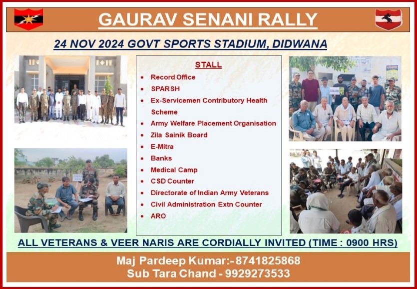 ‘GAURAV SENANI RALLY’ TO BE HELD AT SPORTS STADIUM DIDWANA ON 24 NOV