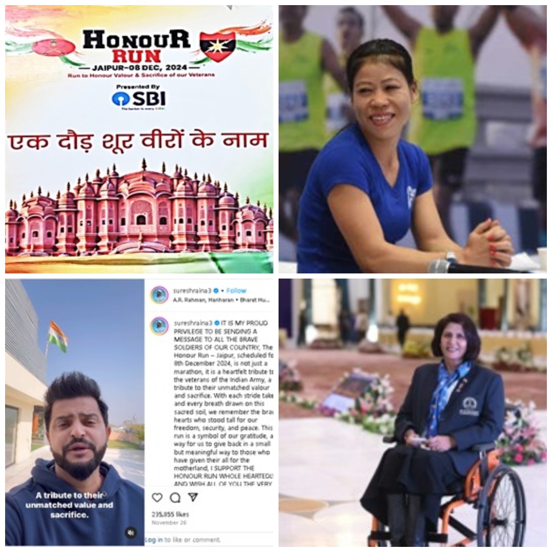 AMARY KOM, SURESH RAINA AND PARA OLYMPIAN DR DEEPA MALIK CALL UPON CITIZENS TO JOIN ‘THE HONOUR RUN’ IN JAIPUR