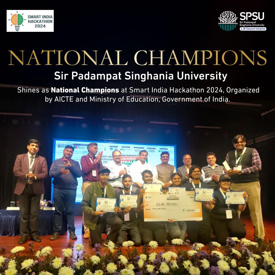 SPSU’s “Solar Masters” National Champions at Smart India Hackathon 2024