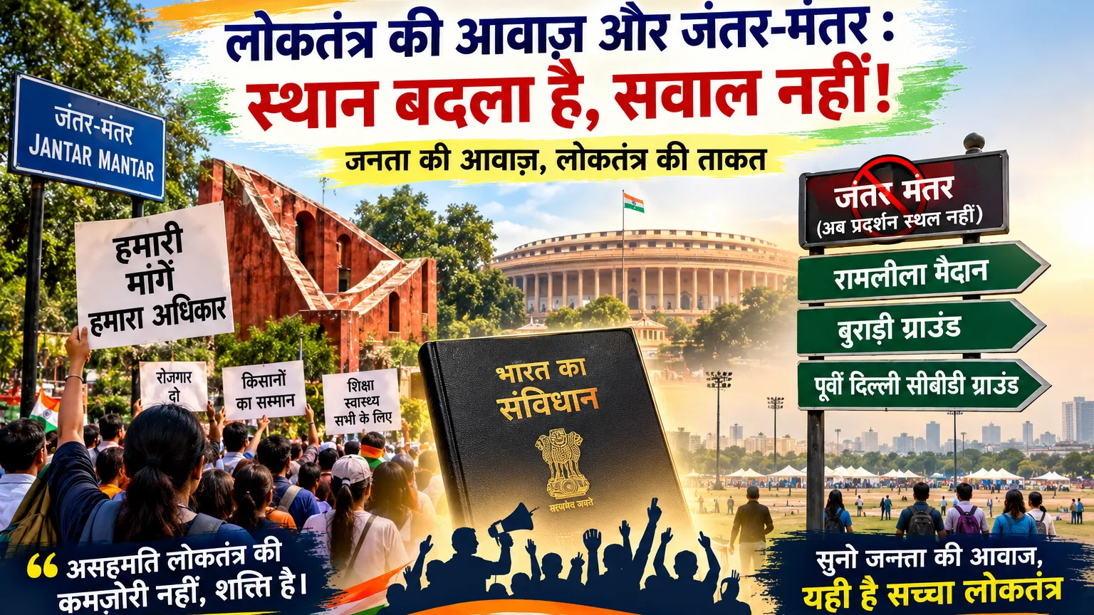 लोकतंत्र की आवाज़ और जंतर-मंतर: स्थान बदला है, सवाल नहीं!