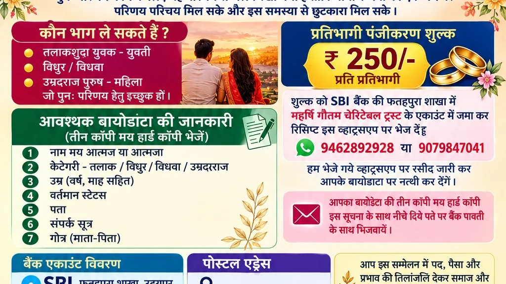 गुर्जरगौड़ ब्राह्मण समाज का पुनः परिणय परिचय सम्मेलन 28 नवंबर को उदयपुर मे