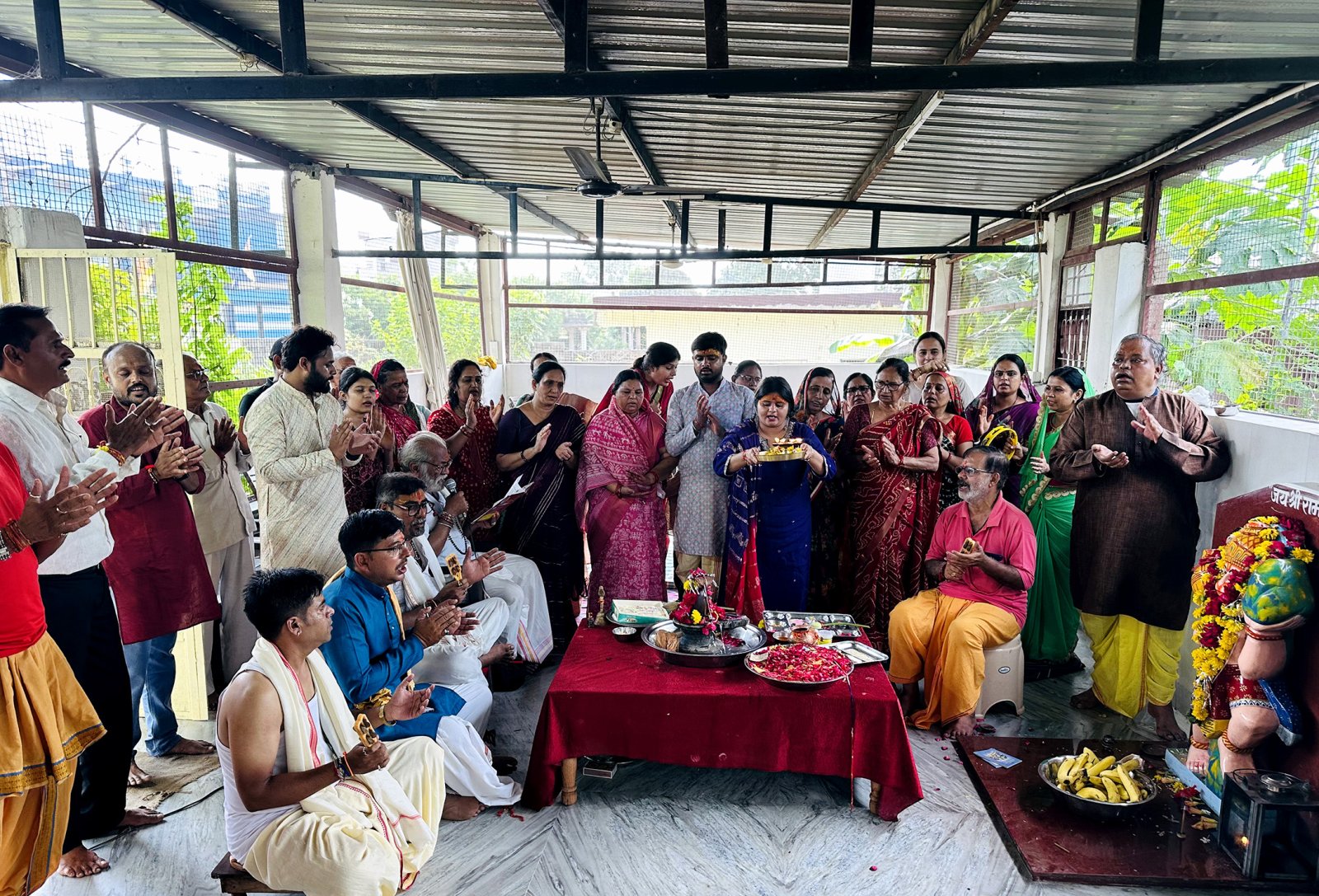 श्री पीताम्बरा आश्रम में रूद्रार्चन महानुष्ठान, यजुर्वेदीय परम्परा से हुआ रूद्राभिषेक