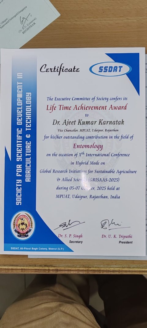 #### Dr. Ajeet Kumar Karnataka Honoured with Lifetime Achievement Award