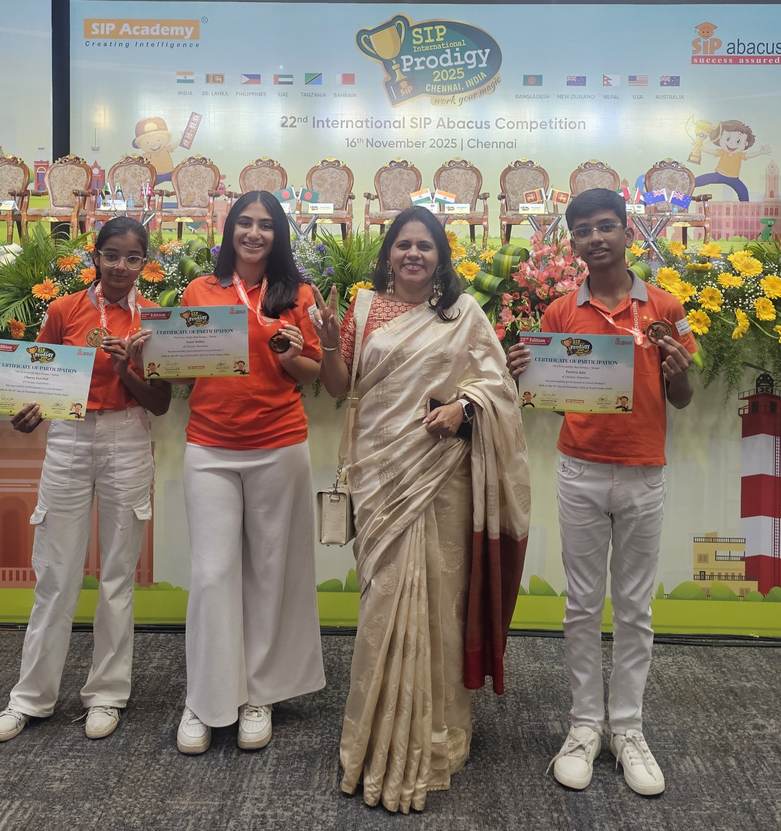 चेन्नई में हुई इंटरनेशनल लेवल अबेकस प्रतियोगिता में उदयपुर के तीन बच्चे विजेता रहे ’