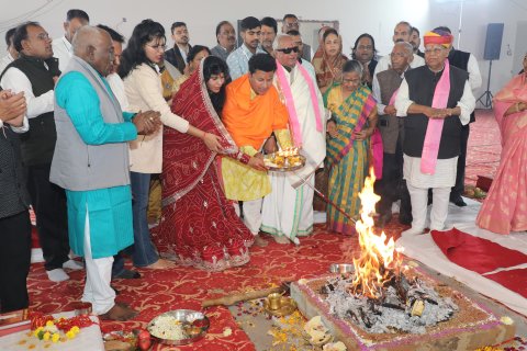 ####Vastu Puja Performed for Narayan Seva Sansthan’s ‘World of Humanity’ Hospital