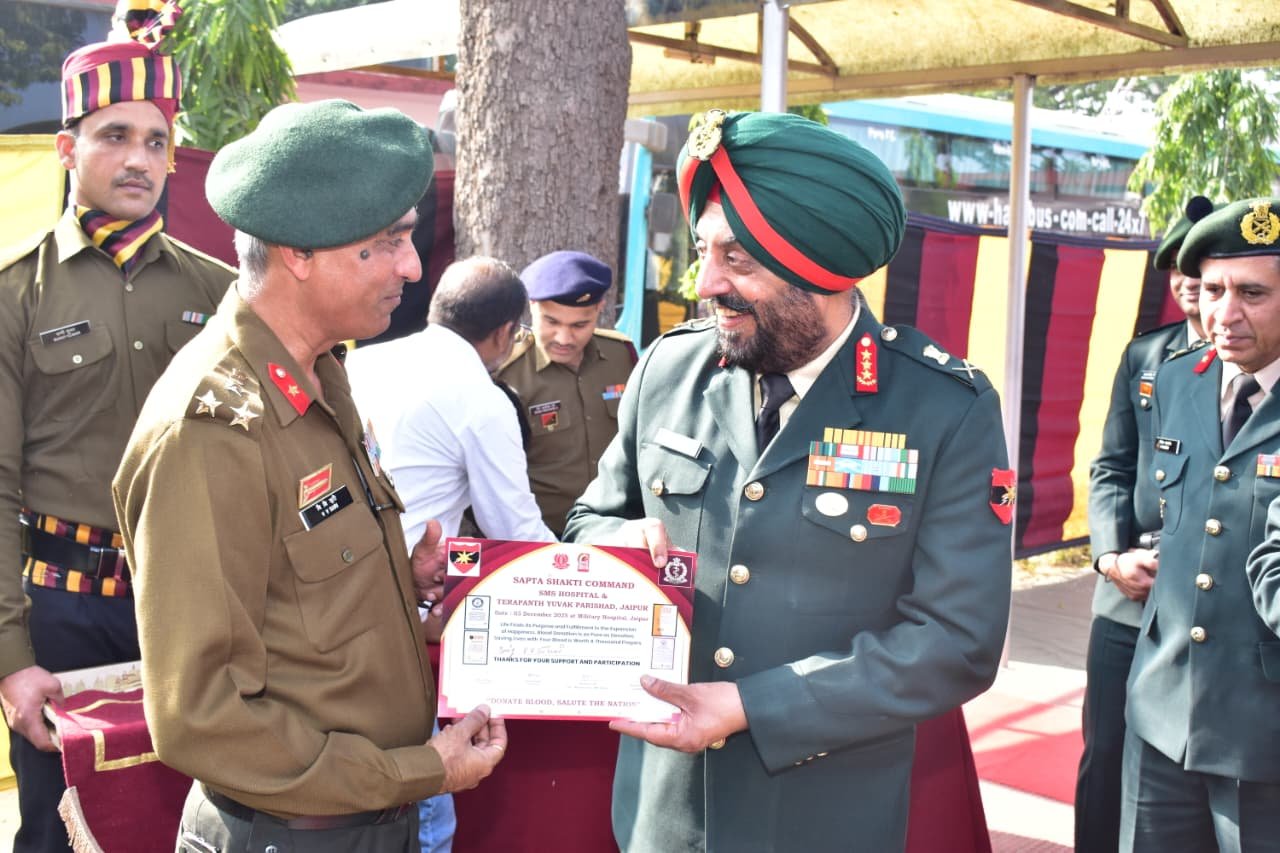 SAPTA SHAKTI COMMAND ORGANISES SUCCESSFUL BLOOD DONATION CAMP AT MILITARY HOSPITAL JAIPUR