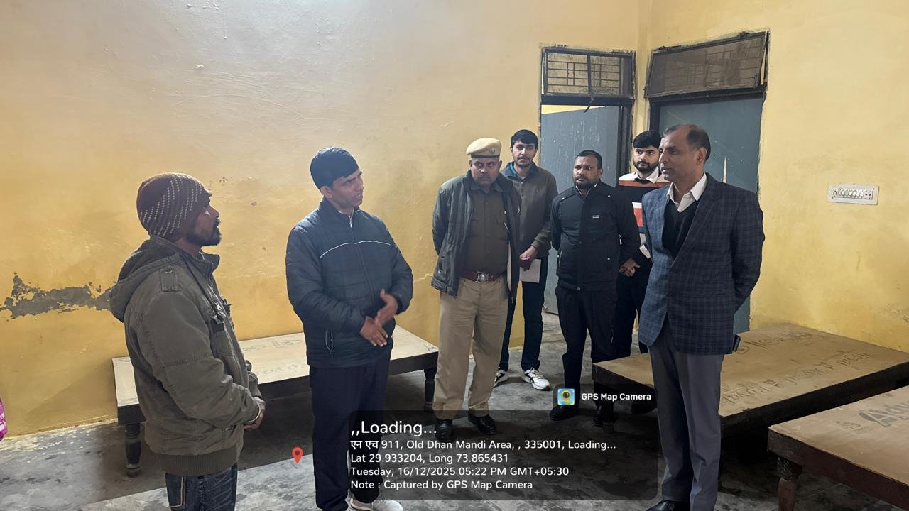 शास्त्री बस्ती स्थित रैन बसेरे का एडीजे (सुथार) ने किया औचक निरीक्षण
