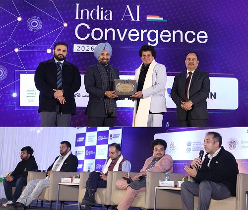 चंडीगढ़ यूनिवर्सिटी यूपी द्वारा आयोजित एआई कन्वर्जेंस शिखर सम्मेलन में विचार विमर्श करते एआई एक्सपर्ट