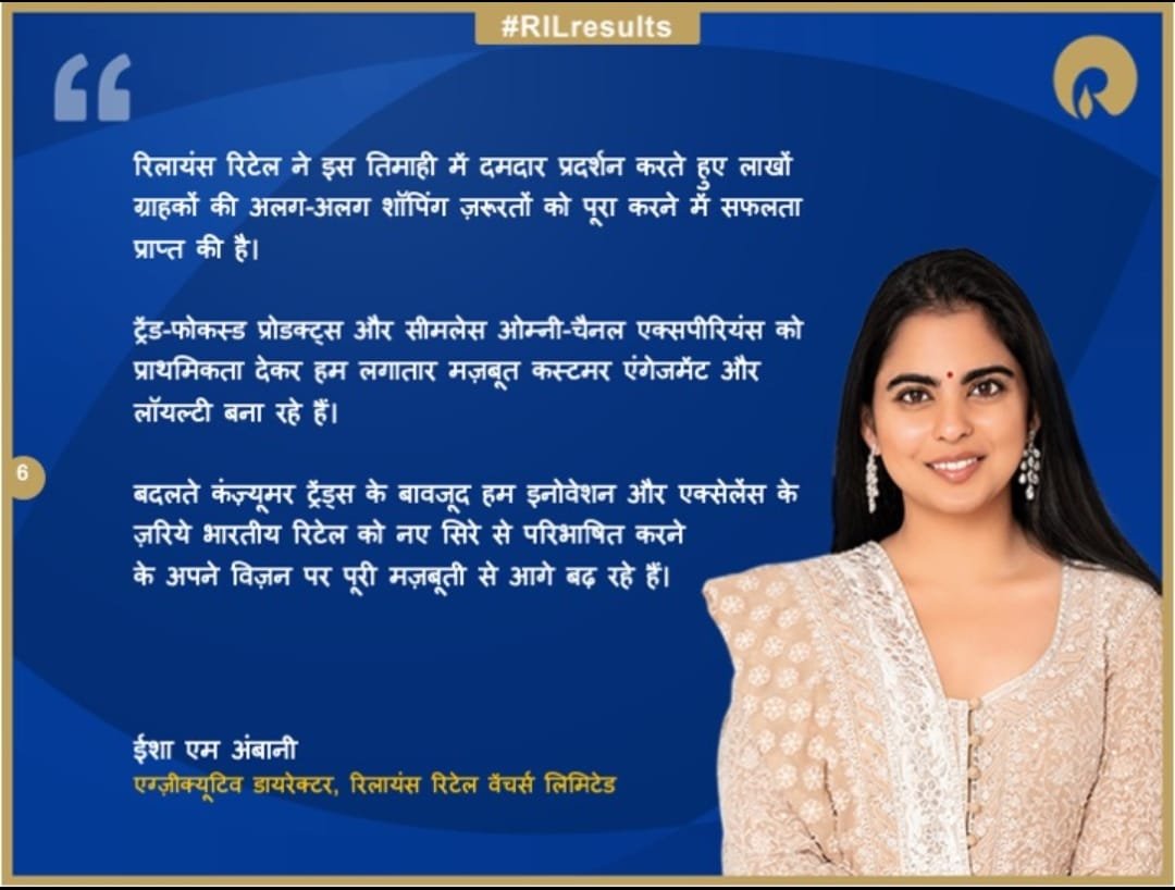रिलायंस रिटेल का नेटवर्क 20 हजार स्टोर्स के करीब, 50 करोड़ से ज्यादा ट्रांजैक्शन