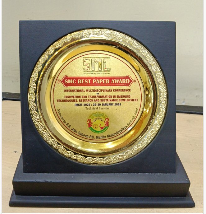Best Paper Presenter Award to Dr. Vartika