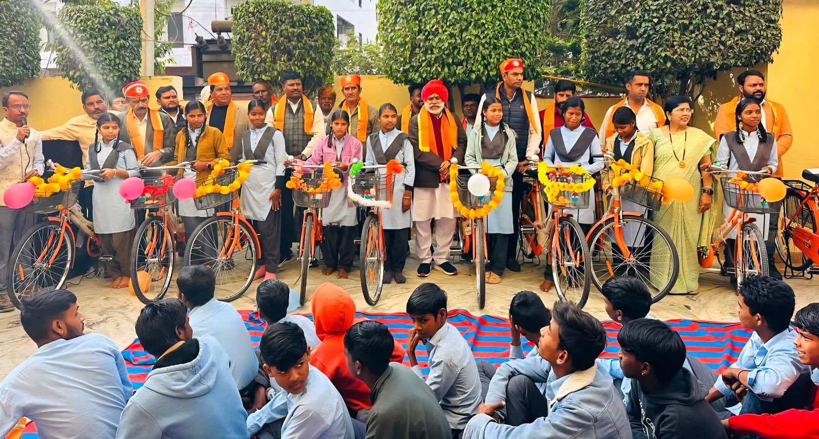 Rural MLA Phool Singh Meena Distributes Bicycles to Girls and Lays Foundation for Roads in Nandeshwar Mandal