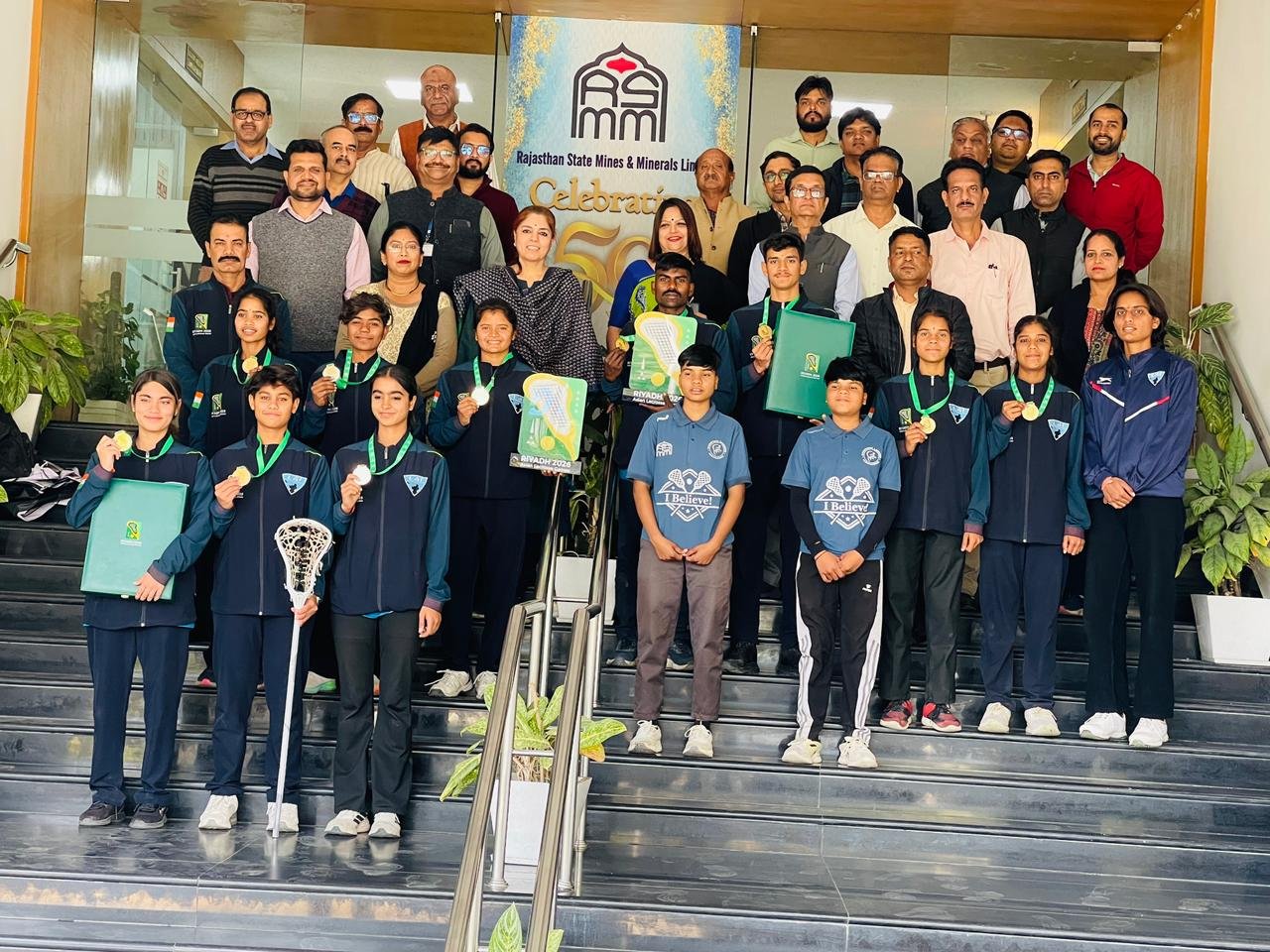 एशियन लैक्रोज में भारत का परचम, उदयपुर के स्वर्ण पदक विजेताओं का सम्मान समारोह