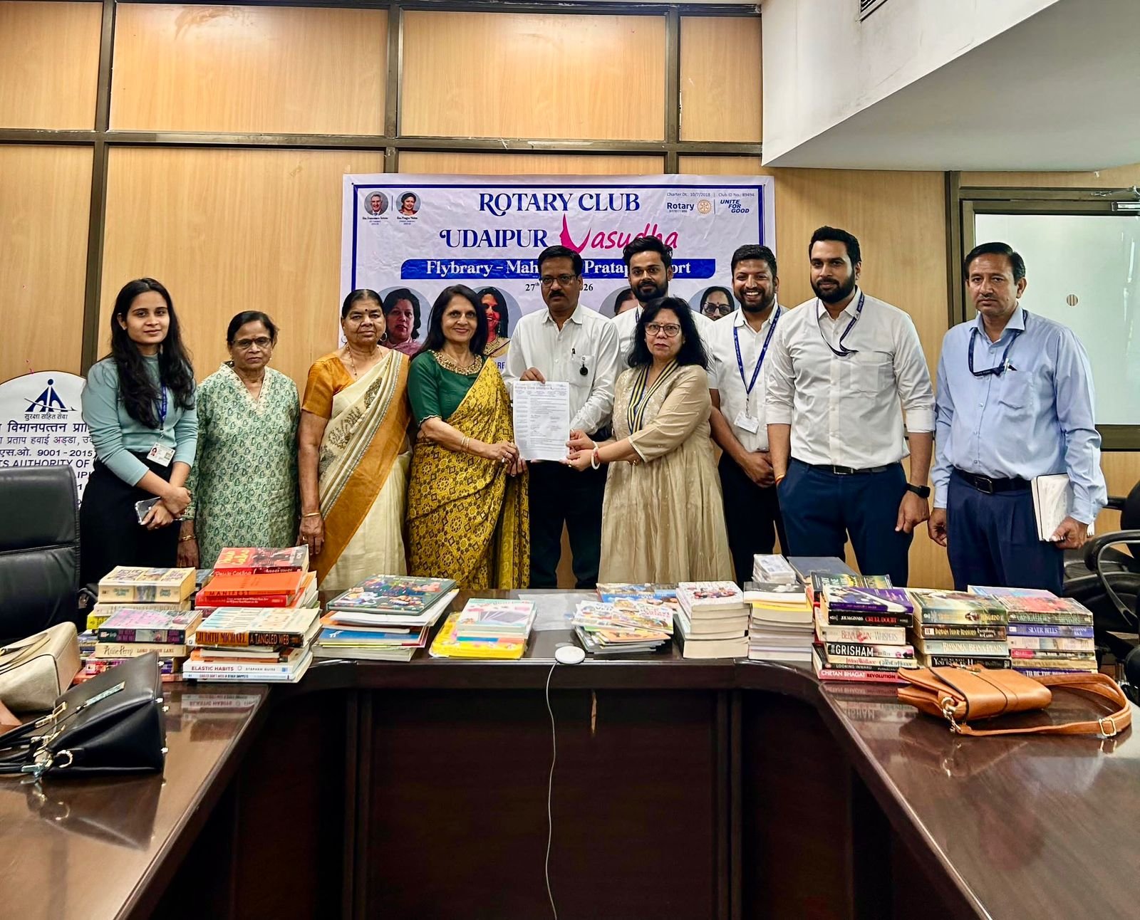 Rotary Club Udaipur Vasudha Establishes Library at Maharana Pratap Airport Departure Area