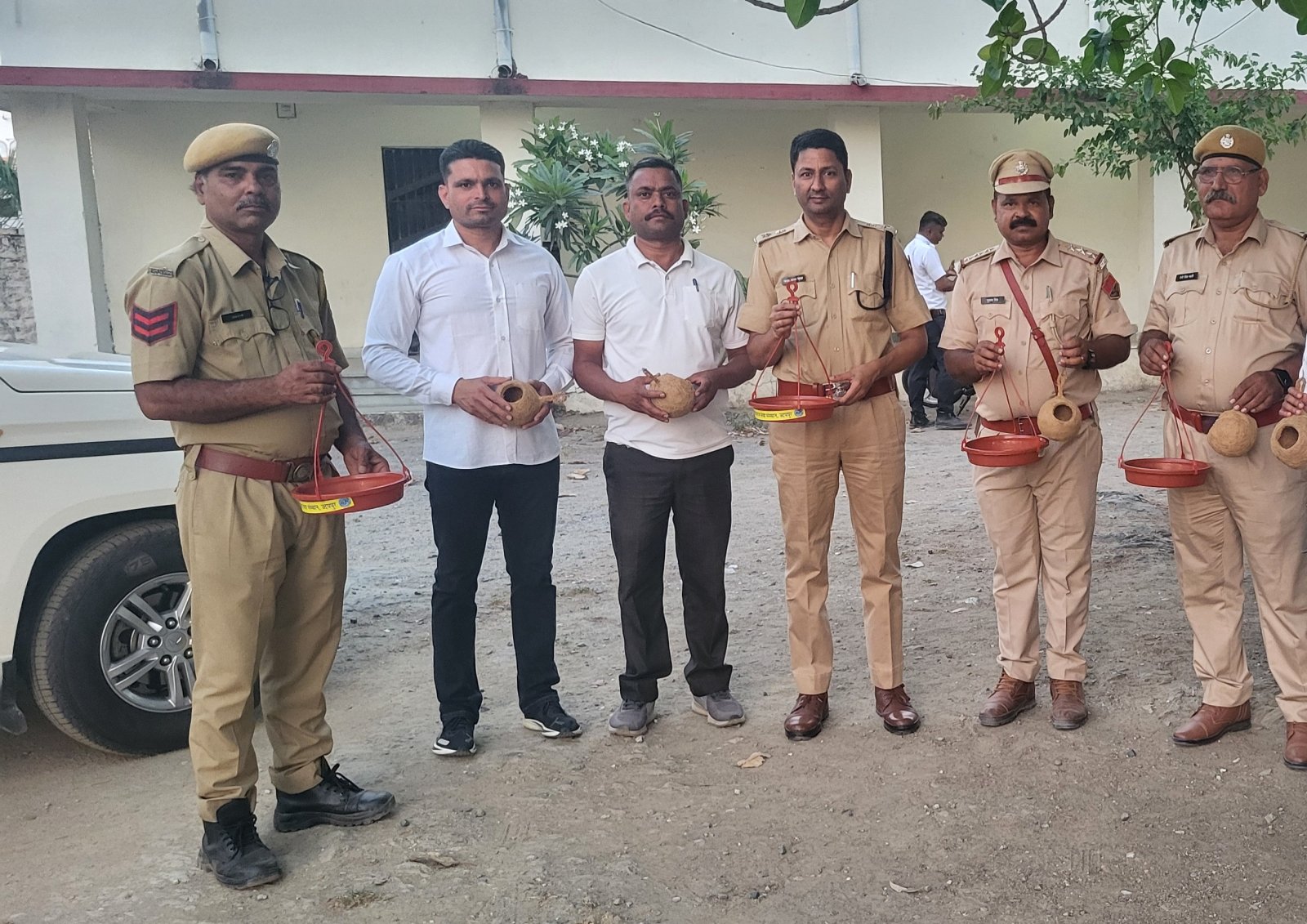 Campaign Launched at Police Lines by ASP Mewara with Installation of Bird Water Pots