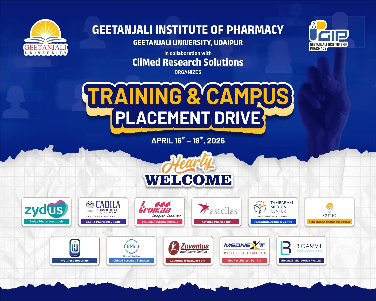 Big Opportunity for Pharmacy Students: National-Level Training and Campus Placement Drive at Geetanjali University from April 16