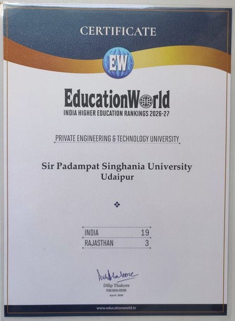 ###SPSU Ranked 19th in India, 3rd in Rajasthan by EducationWorld India