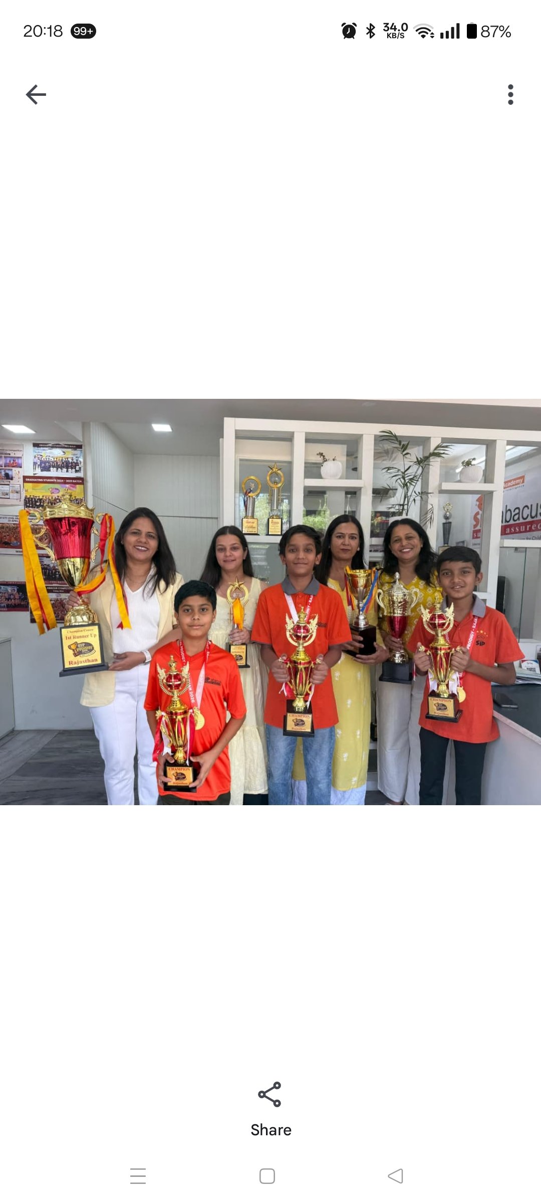 Udaipur Students Shine in State Abacus Championship