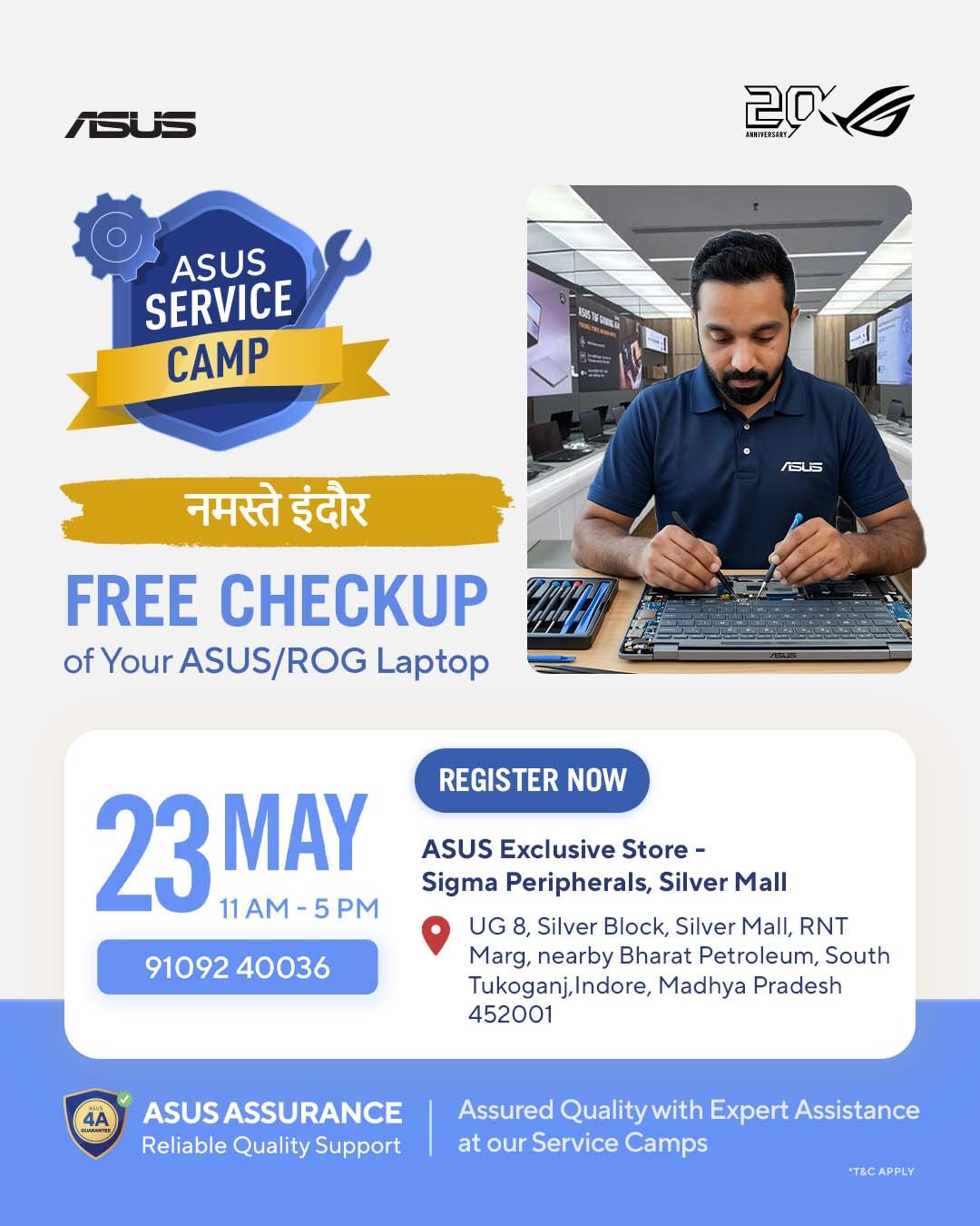 एसुस ने निःशुल्क सर्विस कैंपों के एक वर्ष पूरे होने का जश्न मनाया, ग्राहक अनुभव पहल को इंदौर तक विस्तारित किया