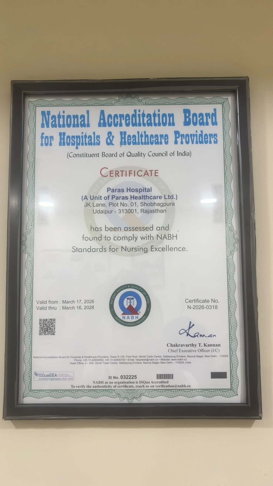 Paras Health Udaipur Becomes the First Hospital in Southern Rajasthan to Receive NABH Nursing Excellence Certification