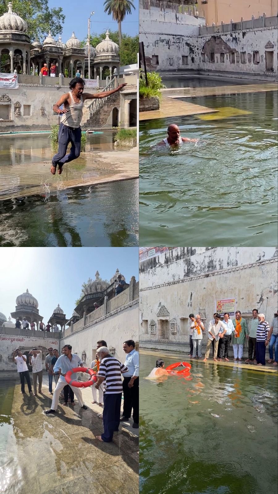 आयड़ महासत्या गंगुकुंड पर श्रमदान, साथ ही डूबते व्यक्ति को बचाने का लाइव रेस्क्यू डेमो प्रस्तुत