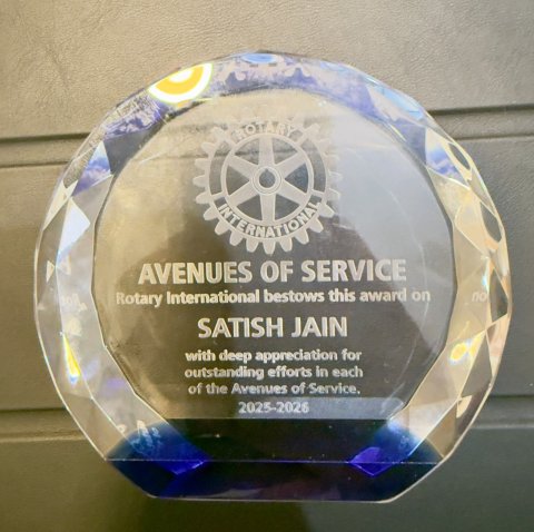 Rotary Honors Satish Jain With Top Award