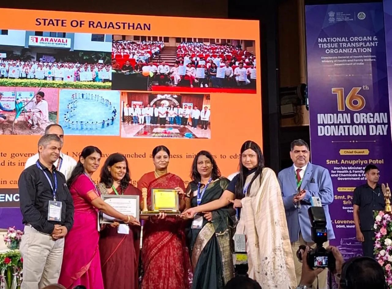 राजस्थान को राष्ट्रीय स्तर पर अंगदान जागरूकता के लिए उत्कृष्टता पुरस्कार 16वें इंडियन ऑर्गन डोनेशन डे पर नई दिल्ली में हुआ सम्मान अंगदान संकल्प अभियान में राजस्थान देश में प्रथम स्थान पर रहा