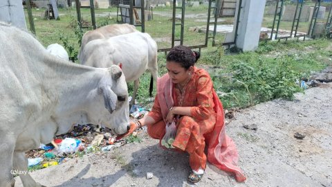पशु-पक्षियों के साथ एनिमल प्रोटेक्शन सोसायटी ने मनाया रक्षाबंधन