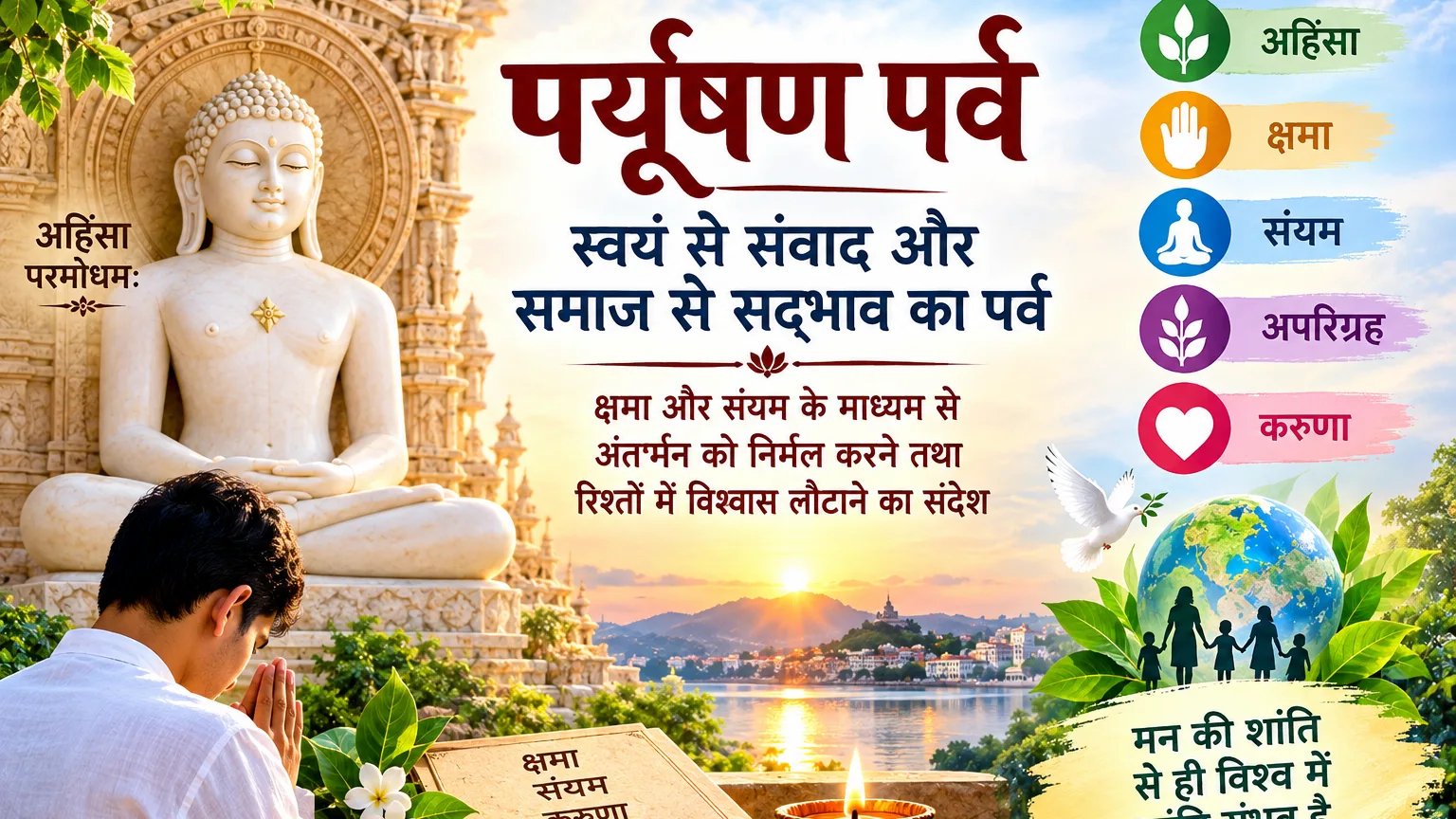 पर्यूषण : स्वयं से संवाद और समाज से सद्भाव का पर्व क्षमा और संयम के माध्यम से अंतर्मन को निर्मल करने तथा रिश्तों में विश्वास लौटाने का संदेश