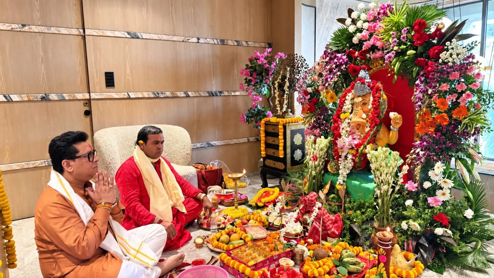 A grand Ganesh Puja organized by Kuldip Maity drew an outpouring of faith, with senior BJP leaders attending