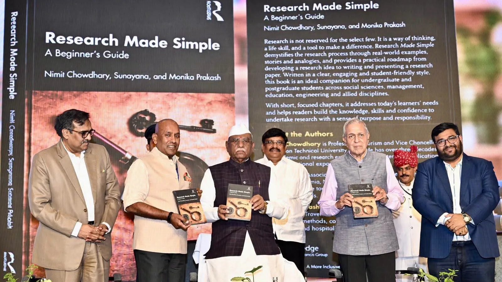 Governor Shri Haribhau Bagde Unveils Vice-Chancellor Prof. Nimit Chowdhary’s Book 'Research Made Simple: A Beginner's Guide'
