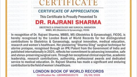 Dr Rajrani Sharma Honoured by London Book of World Records